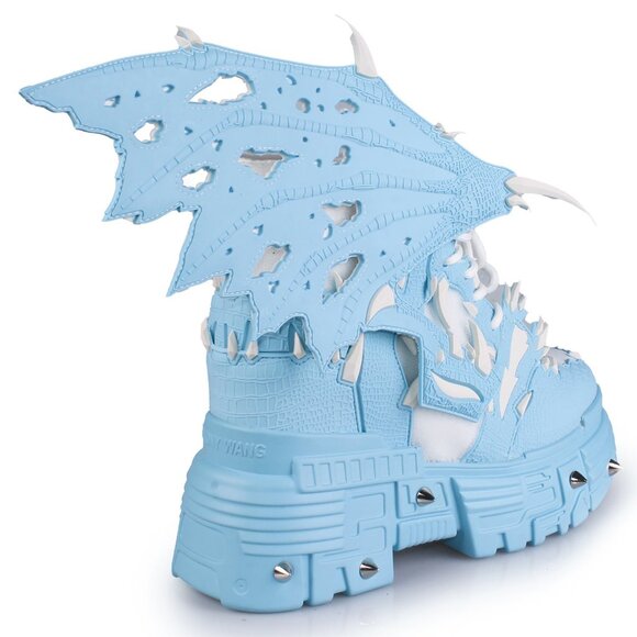 ANTHONY WANG BLUE APPLE Dragon Wing Blue Platform Sneakers - Picture 6 of 7